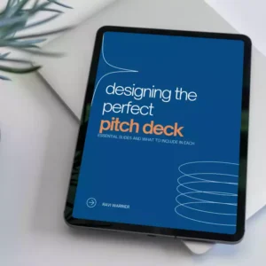 Designing the Perfect Pitch Deck book on a tablet